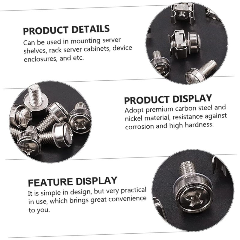 Server Rack Screws Kit with Cage Nuts for Computer Rack Mounting Includes M6 Screws - Image 2
